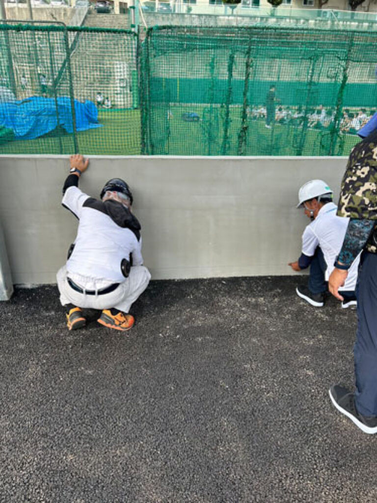 施工記録 某高校のブルペンの防護パット 2
