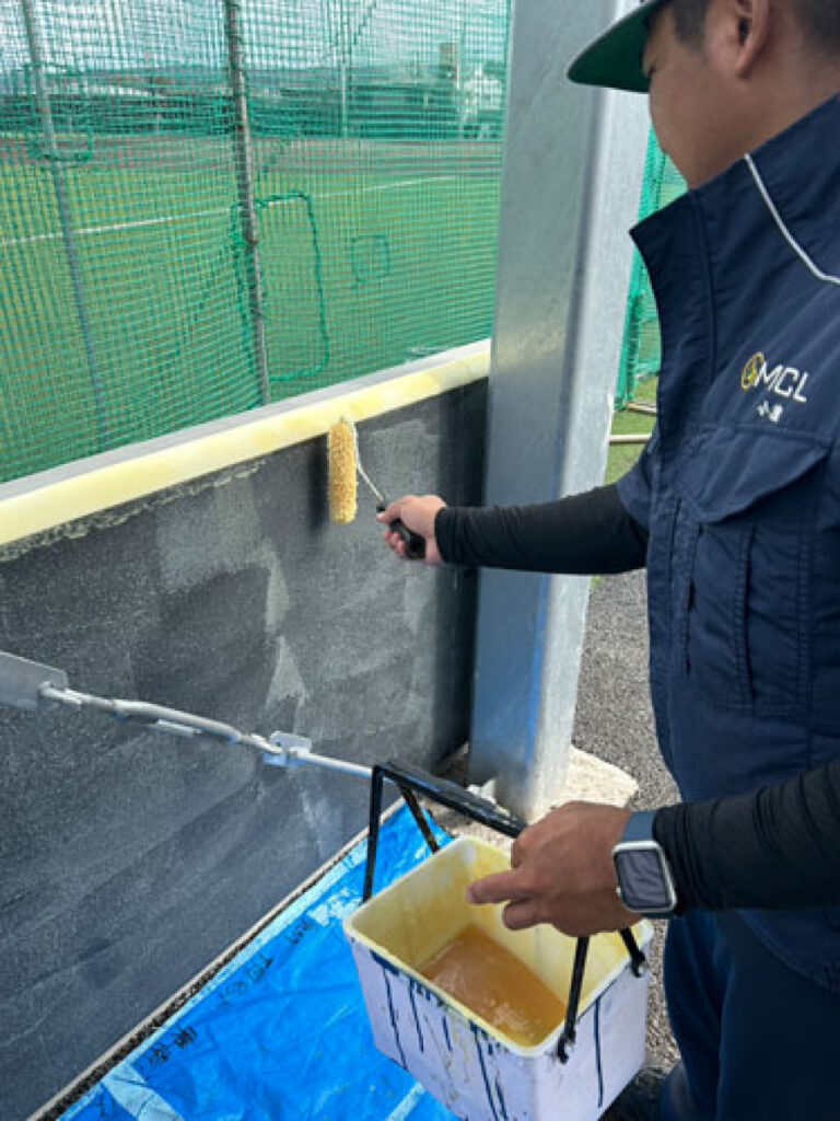 施工記録 某高校のブルペンの防護パット 6